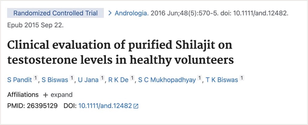 Studie: Clinical evaluation of purified Shilajit on testosterone levels in healthy volunteers
