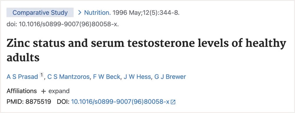 Studie: Zinc status and serum testosterone levels of healthy adults